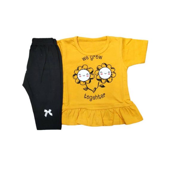 2pcs Girls Kids Frock & Trouser Set