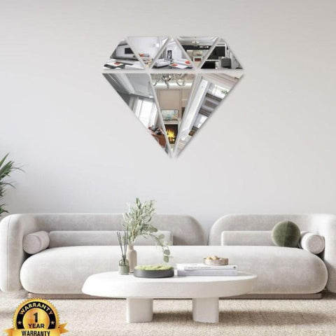 Diamond Shaped wall mirror Silver