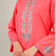 1 Pc Dark Pink Embroidered Shirt