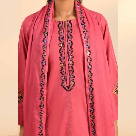 1 Pc Pink Embroidered Suit