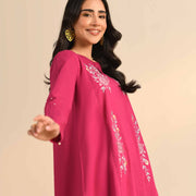 1 Pc Printed Fuchsia Embroidered Shirt