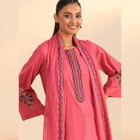 1 Pc Pink Embroidered Suit