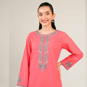 1 Pc Dark Pink Embroidered Shirt