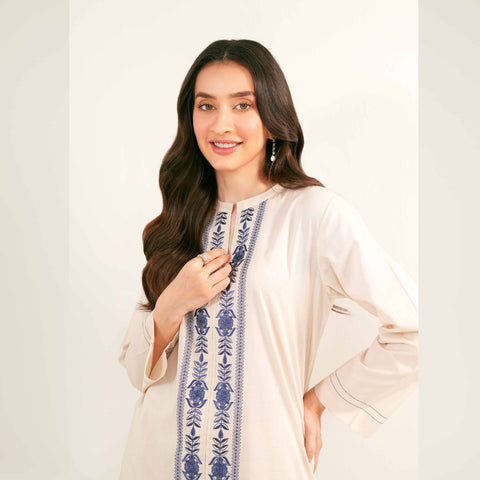 1 Piece Cream Embroidered Shirt