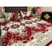 3 Pcs Cotton Printed Double Bedsheet