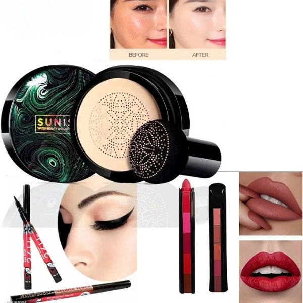 3 In 1 Makeup Deal Sunisa Foundation+yanqina 36h Liner +5 In 1 Lipstick Pen (random Shades)