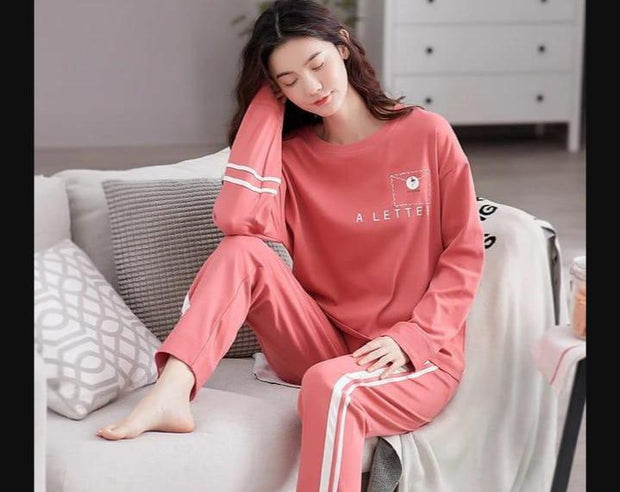 2 Piece Ladies Pink Nightwear Suit