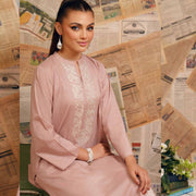 1 Piece Pink Embroidered Suit