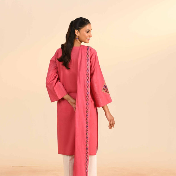 1 Pc Pink Embroidered Suit