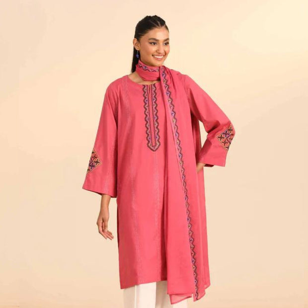 1 Pc Pink Embroidered Suit