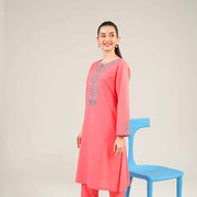 1 Pc Dark Pink Embroidered Shirt