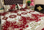 3 Pcs Cotton Printed Double Bedsheet