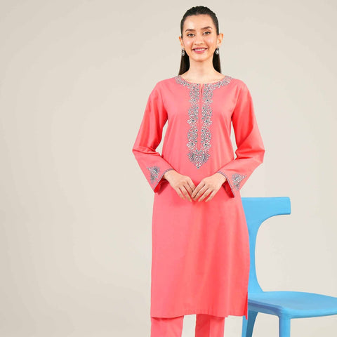 1 Pc Dark Pink Embroidered Shirt