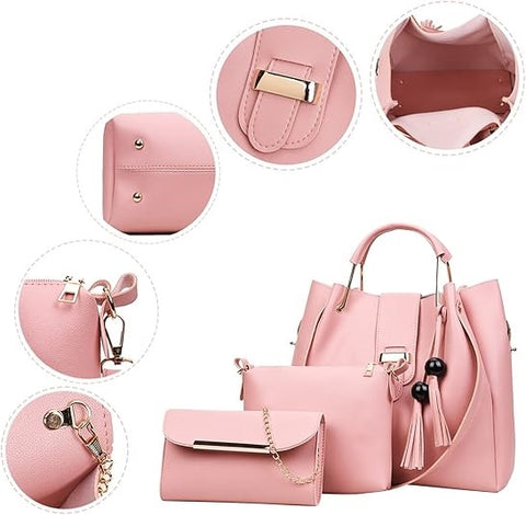 3 PCs Leather Hand Bag Set