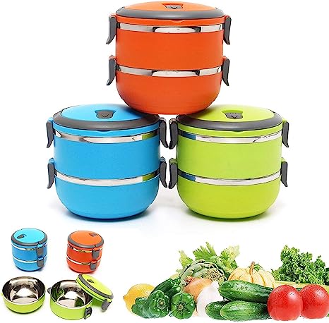 Imported 2 Layer Stainless Steel Vacuum Lunch Box