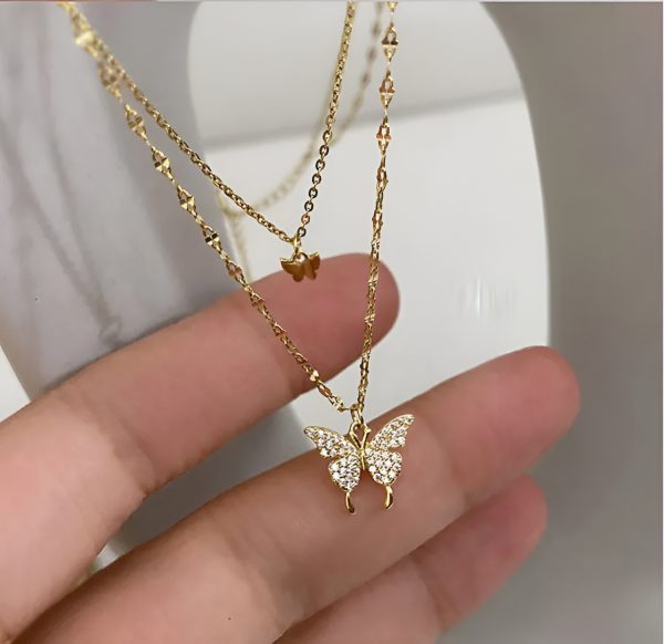 Koren Double Layer Pendent Smart Butterfly Necklace Chain