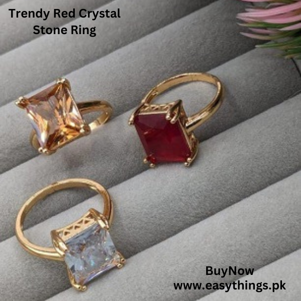 Trendy Red Crystal Stone Ring