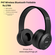 P47 Wireless Bluetooth Foldable Headset With Microphone For All Cell Phones And Laptop Low(black Color )