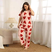 2 Pcs Women's Stitched Polyester Dry Fit Sleepwear