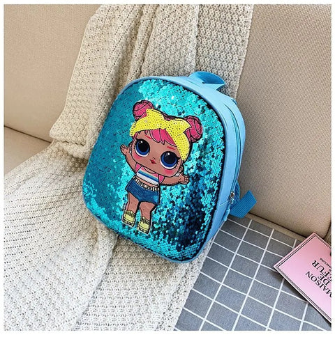 School Bag Fashion Cartoon Baby Girls Handbags Knapsack Mini Doll Bag Pack Glitter(random Color)