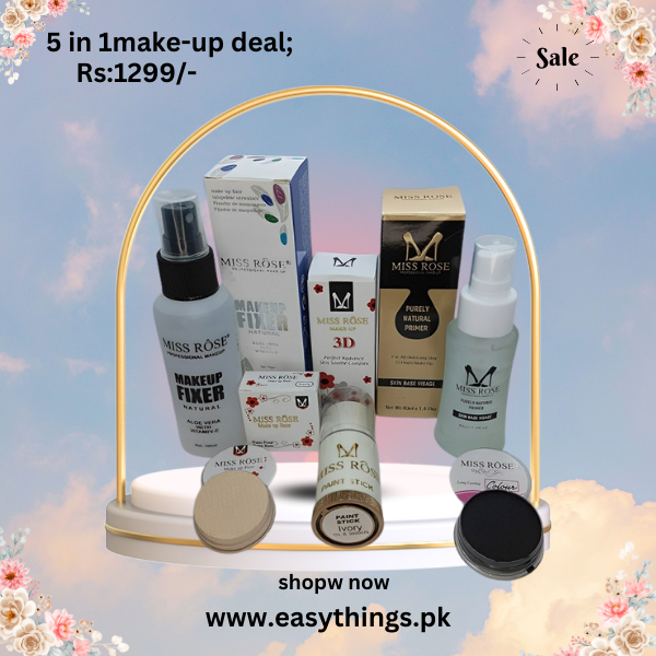 Deal Of 05 – Cake Eye Liner , Makeup Fixer, Natural Primer, Foundation Stick , Base Oil Control