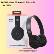 P47 Wireless Bluetooth Foldable Headset With Microphone For All Cell Phones And Laptop Low(black Color )