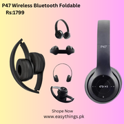 P47 Wireless Bluetooth Foldable Headset With Microphone For All Cell Phones And Laptop Low(black Color )