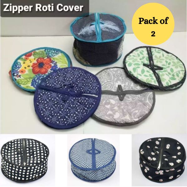 Hot-pot Pack Of 2 Zipper Roti Cover (random Color/design)