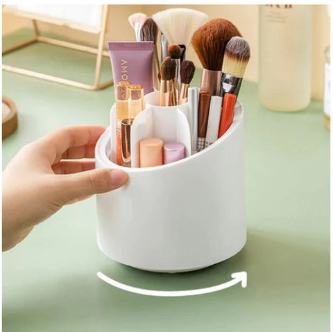 Brush Container Makeup Brush Holder Dust-proof Rotating Plastic Lipstick Eyebrow Pencil Vanity Supplies(random Color )