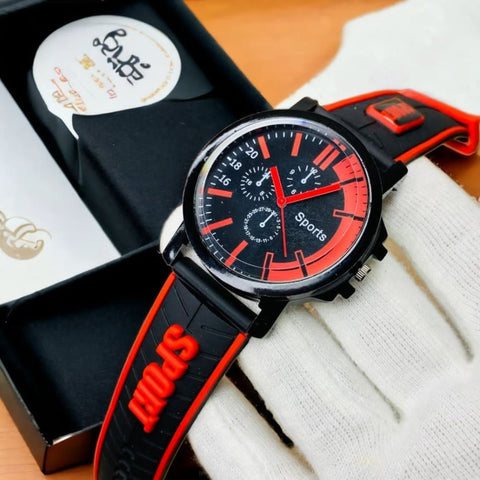 Stylish Sports Analog Rubber Strap Watch For Boys Men's