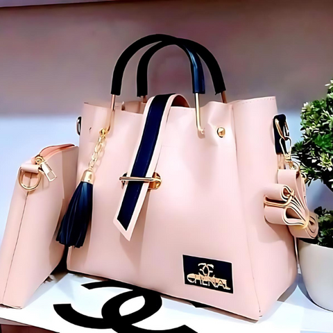 2 PCs Leather Hand Bag Set