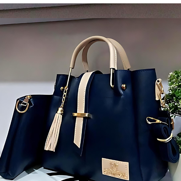 2 PCs Leather Hand Bag Set