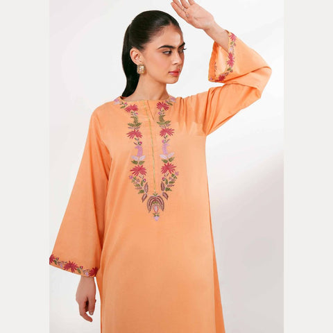 1 Pc Orange Single Embroidered Shirt