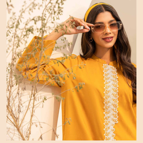 1  Pc Mustard Embroidered Shirt