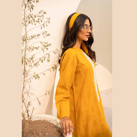 1  Pc Mustard Embroidered Shirt