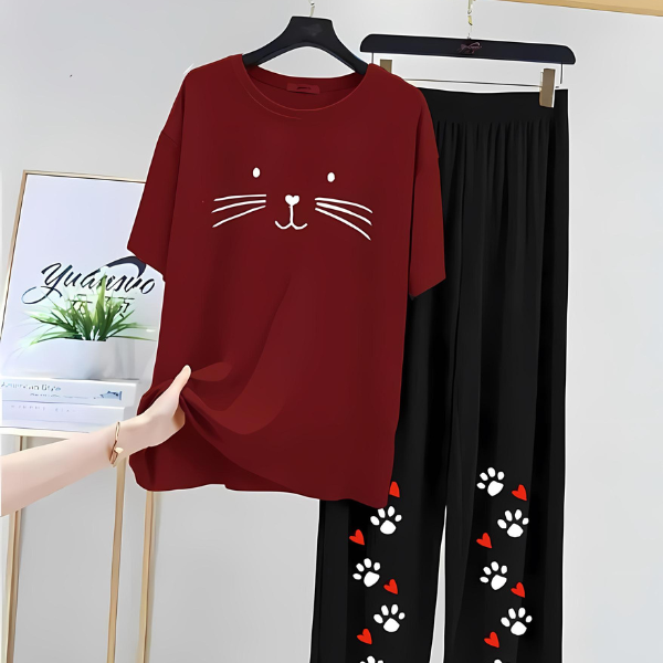 2 Pcs Women's Stitched Cotton Jersey Printed Sleepwear