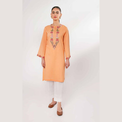 1 Pc Orange Single Embroidered Shirt