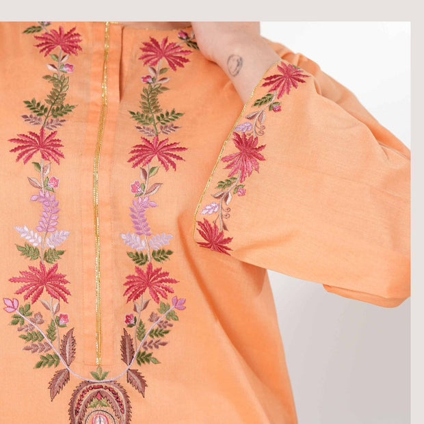 1 Pc Orange Single Embroidered Shirt