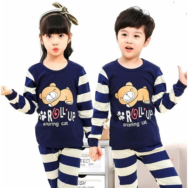 Kid's Stitched Cotton Printed Night Suit