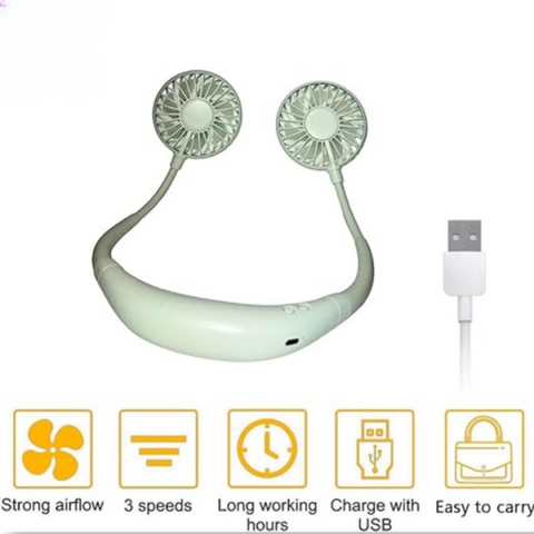 Portable Neck Fan – Usb Neckband With Rechargeable Battery (random Colors)