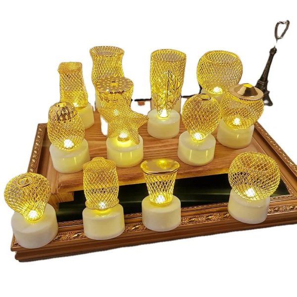 2 Pcs Set Muslim Ramadan Decoration Led Candle Light Night Light For Home