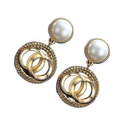 Pearl Stud With Circular Drop Earring