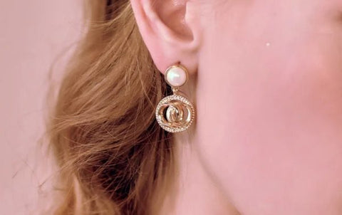 Pearl Stud With Circular Drop Earring