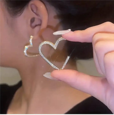 Golden Heart Shape Elegant Earrings