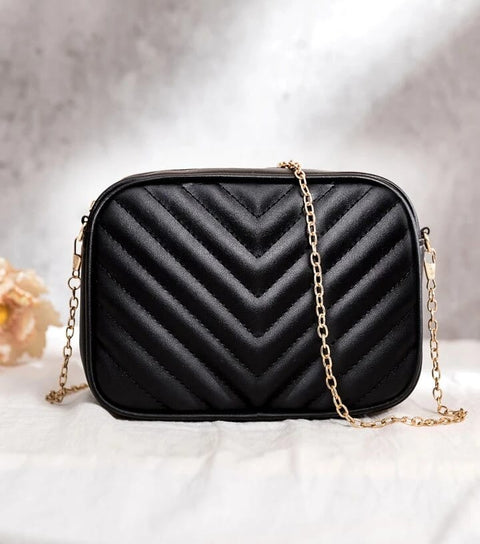 Pu Leather Black Bag For Girls