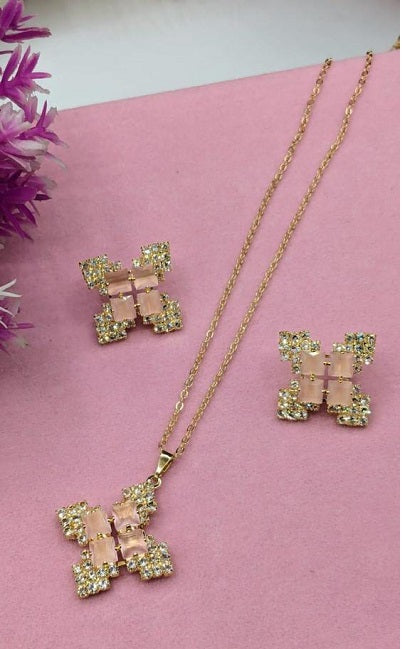 3 Pcs Alloy Gold Plated Zircone Stone Beautiful Pendant Set