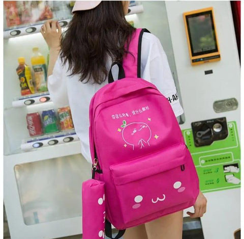 Canvas Casual Shoking Pink Backpack