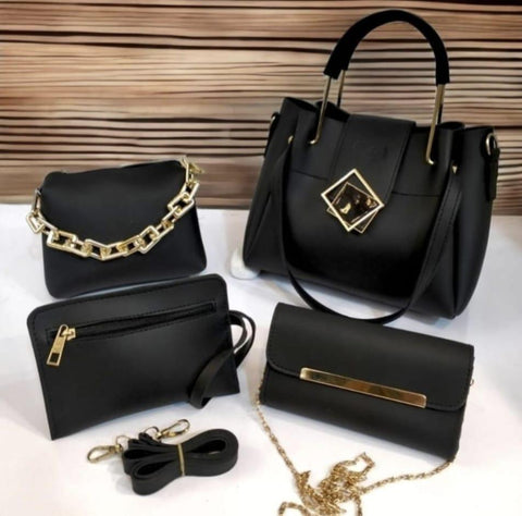 4 PCs Leather Hand Bag Set