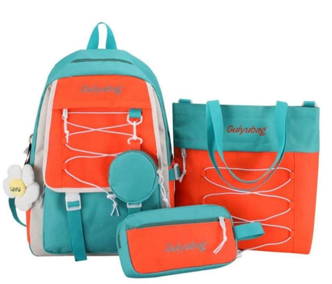 4 Pcs Nylon Backpack Set