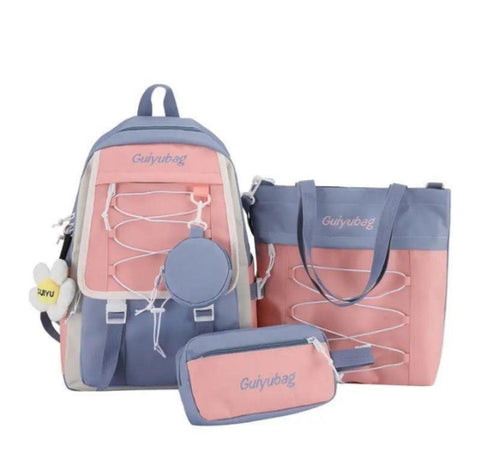 4 Pcs Nylon Backpack Set